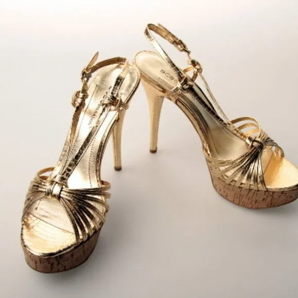 BCBGeneration Santos gold platform sandals, New, 7.5 - Picture 2 of 12
